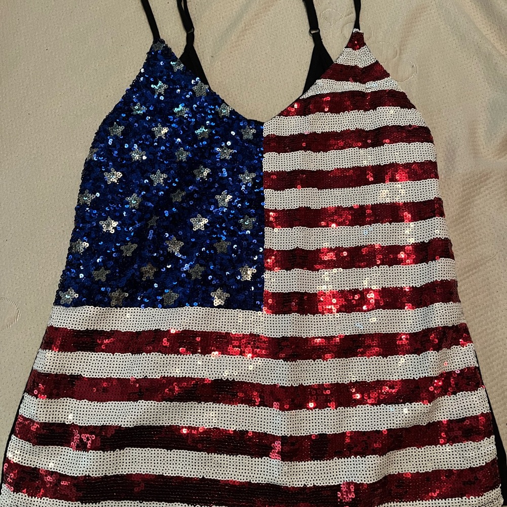 Sequin American Flag Tank Top
